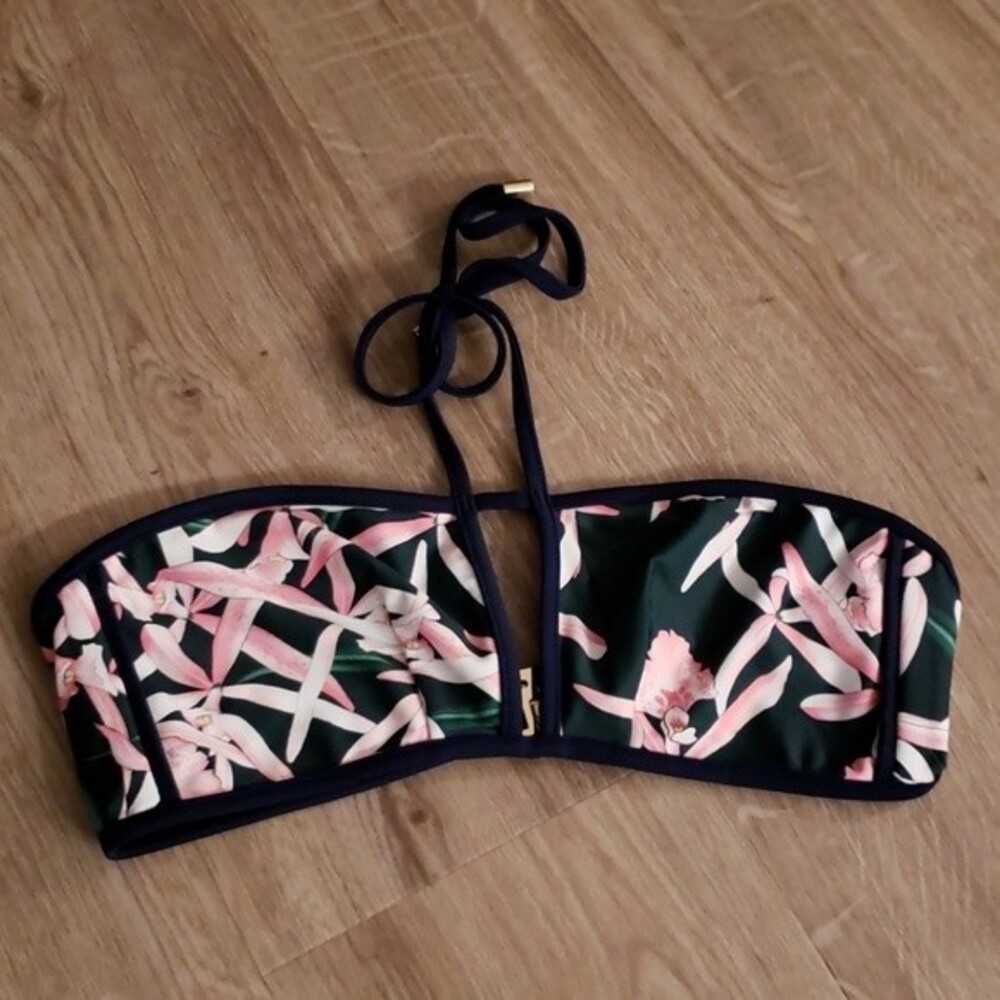 MONCLER Green Pink Floral Bikini Set Size Medium New Feminine Edgy Summer Luxury - Picture 2 of 7